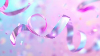 A ribbon is flying through the air with glitter and confetti