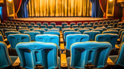 Fototapeta premium Empty Blue Seats In A Theater
