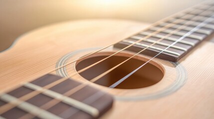Fototapeta premium A guitar with a wooden body and a black string