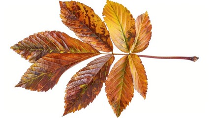 Vibrant Chestnut Leaf Field on White Background - Fresh Foliage Nature Concept