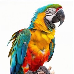 Fototapeta premium Colorful Parrot Frame on White Background - Exotic Tropical Bird Border for Design and Decor