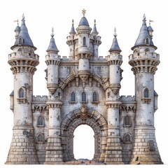 Fototapeta premium Majestic Castle Frame on White Background for Design Projects
