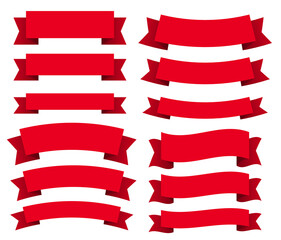 Red flags on a transparent background. Vector PNG images. Clipart with flags of different shapes.
