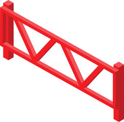 Isometric red metal barrier limiting access to restricted area