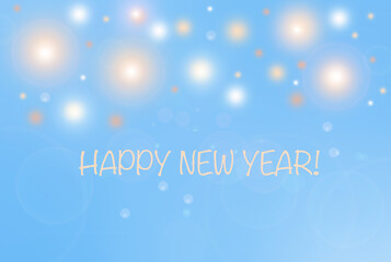 Light Blue New Year Greeting with Glowing Lights