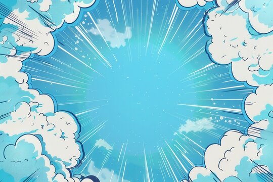 Fototapeta Whimsical Comic Book Background. High detailed plain background with cartoon elements