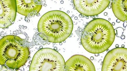 Fototapeta premium Seamless kiwi fruit cut slice pattern background