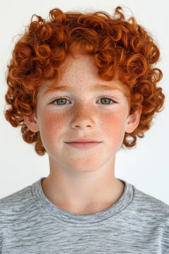 Passfoto - Junge mit rooten locken ind Shirt