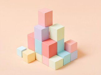 Obraz premium Pastel Colored Blocks Stacked in a Pyramid Shape