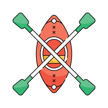 recommend clip art: Vibrant kayak icon, outdoor adventure, water sports, nature activities