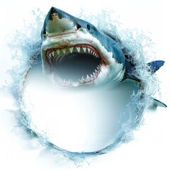 Obraz premium Pristine Shark Frame on White Background - Marine Life Concept