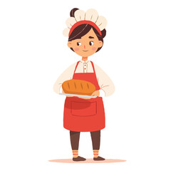 A female chef in a simple flat illustrative style with a white background