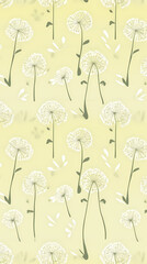 Fototapeta premium Dandelion seamless patterns nature graphic print vector image
