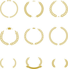 Vector illustration set of laurel wreath icons. Includes various laurel leaves and branches emblems. Perfect for award winner, champion and victory designs.