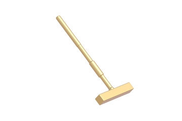 Golden croquet mallet isolated on white background. 3d render