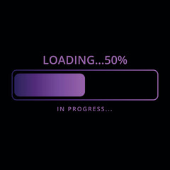 Loading progress bar. Download process. Conceptual technology. Vector illustration of loading bar at 50%.