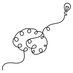 
Human brain single line art, continuous one line drawing of  Isolated outline vector art 
