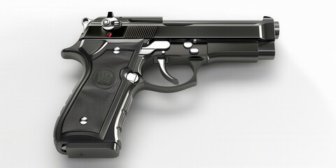 "Lethal Elegance. Modern firearm on a clean white background"