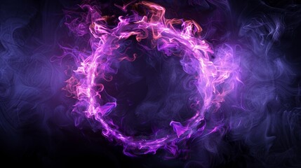 Abstract purple smoke ring design on a dark background