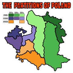 The Partitions of Poland - Historical Vector Map Illustration