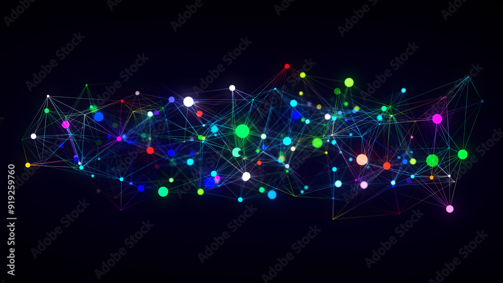 Aufkleber business futuristic backdrop. network connection structure cyberspace with moving particles. abstrac