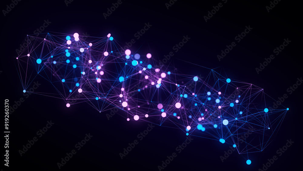 Poster business futuristic backdrop. network connection structure cyberspace with moving particles. abstrac