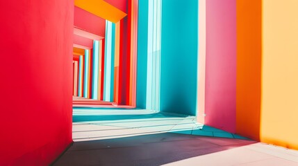 Obraz premium Colorful Abstract Architecture with Geometric Shapes and Lines