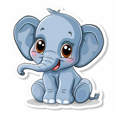 Obraz premium Cute Elephant cartoon on a White Canvas Sticker,vector image