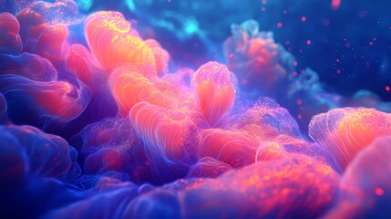 Obraz premium Abstract Colorful Swirling Shapes with Glowing Particles