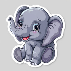 Obraz premium Cute Elephant cartoon on a White Canvas Sticker,vector image