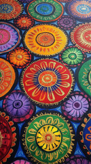 Vibrant Beaded Design - Colorful Symmetrical Pattern. AI Generation.