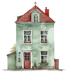PNG Charming watercolor house illustration