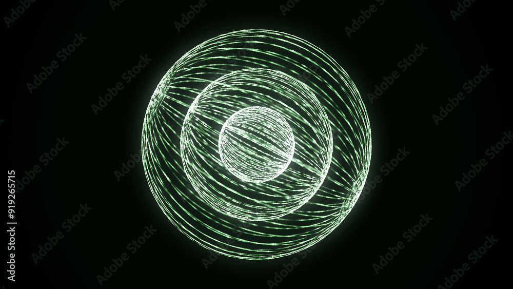 Poster sci-fi sphere with particles and lines. concept network connection. frame sphere. abstract technolog