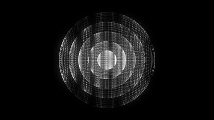 Sci-fi sphere with particles and lines. Concept network connection. Frame sphere. Abstract technology background. 3d rendering.