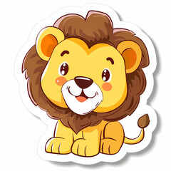 Obraz premium Cute Lion cartoon on a White Canvas Sticker,vector image