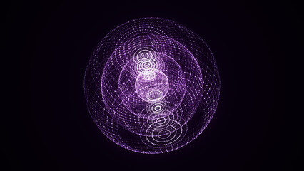 Sci-fi sphere with particles and lines. Concept network connection. Frame sphere. Abstract technology background. 3d rendering.