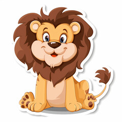 Fototapeta premium Cute Lion cartoon on a White Canvas Sticker,vector image