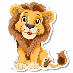Fototapeta premium Cute Lion cartoon on a White Canvas Sticker,vector image