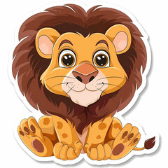 Obraz premium Cute Lion cartoon on a White Canvas Sticker,vector image