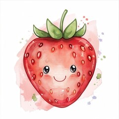 Obraz premium Cute cartoon character vector illustration of strawberry