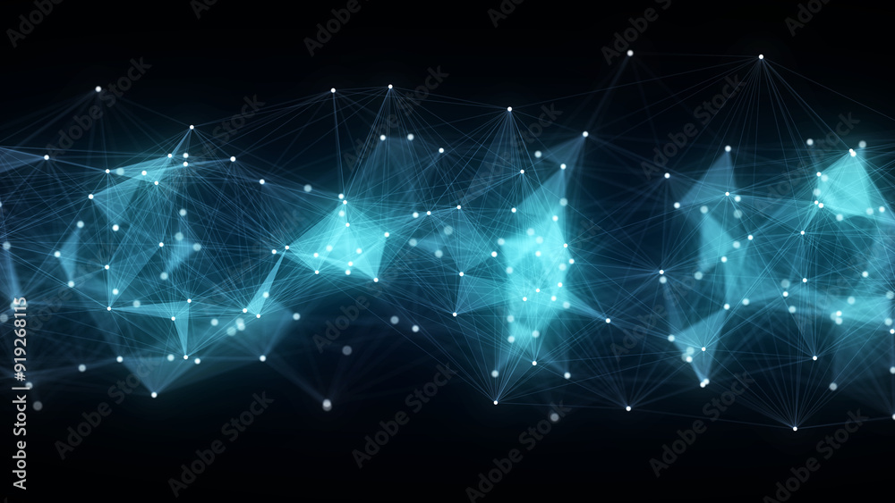 Poster business futuristic backdrop. network connection structure cyberspace with moving particles. abstrac