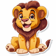 Fototapeta premium Cute Lion cartoon on a White Canvas Sticker,vector image