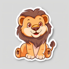 Obraz premium Cute Lion cartoon on a White Canvas Sticker,vector image