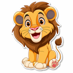Fototapeta premium Cute Lion cartoon on a White Canvas Sticker,vector image