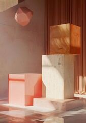 Minimalist Abstract Geometric Shapes 3D Render