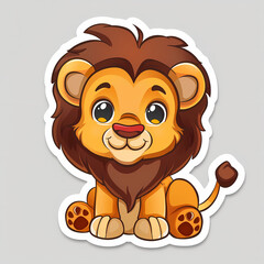 Obraz premium Cute Lion cartoon on a White Canvas Sticker,vector image