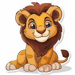 Obraz premium Cute Lion cartoon on a White Canvas Sticker,vector image