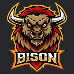 Fototapeta premium Bison mascot esport game logo illustration for sport game team