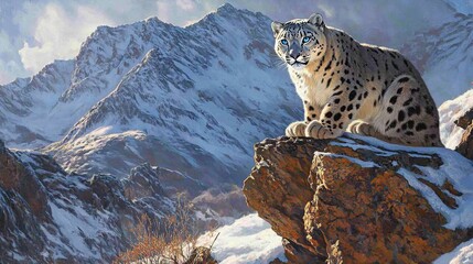 Fototapeta premium Hyperrealistic Snow Leopard Image - Stunning Wildlife Photography