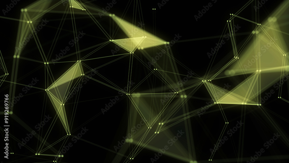 Poster business futuristic backdrop. network connection glitch structure cyberspace with moving particles. 